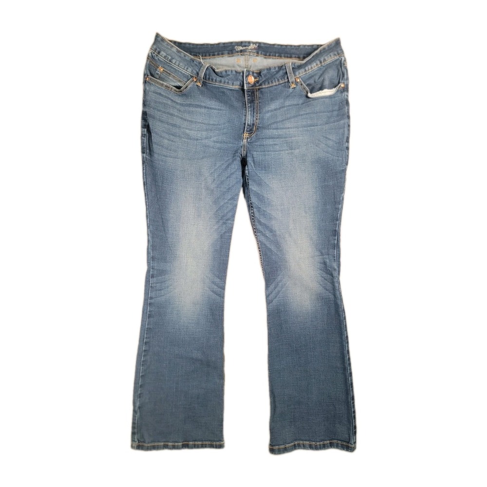 Wrangler Boot Cut Jeans Womens 22W x 34 Blue Medium Wash Stretch Western Denim